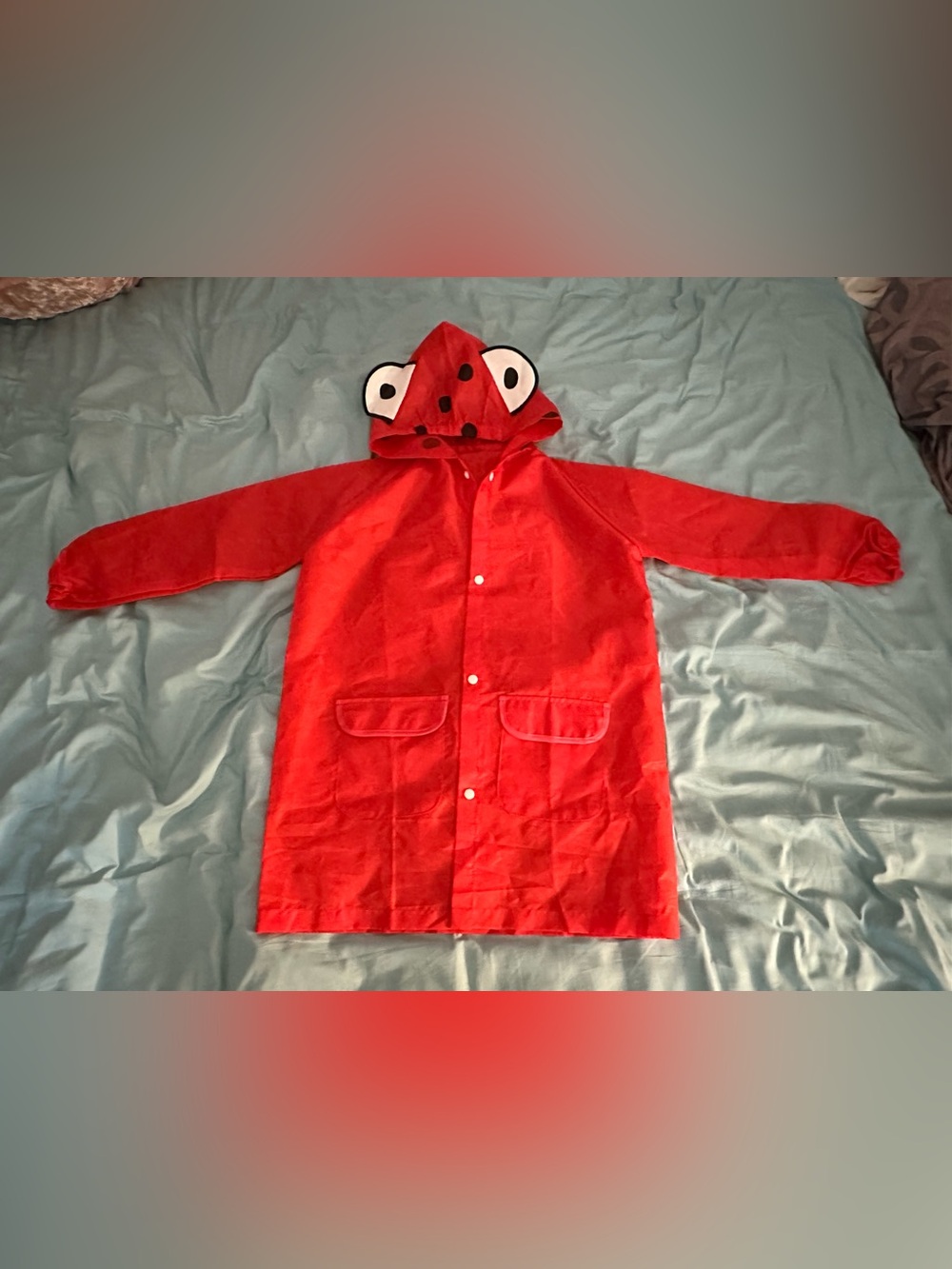 Kid’s Raincoat Red with Hood New-Size M(8/10)